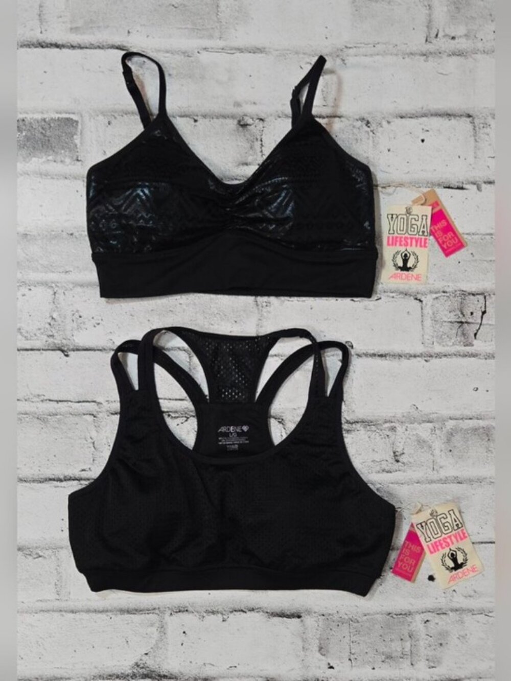 Vintage Ardene Yoga Lifestyle Sports Bra Set NWT Black Large